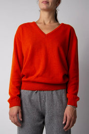 V-Neck Cashmere Blend Sweater Arancia-Sweater-LÈMME-S-Urbanheer