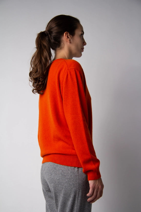 V-Neck Cashmere Blend Sweater Arancia-Sweater-LÈMME-S-Urbanheer