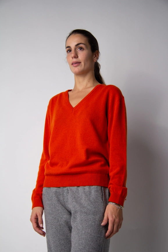 V-Neck Cashmere Blend Sweater Arancia-Sweater-LÈMME-S-Urbanheer