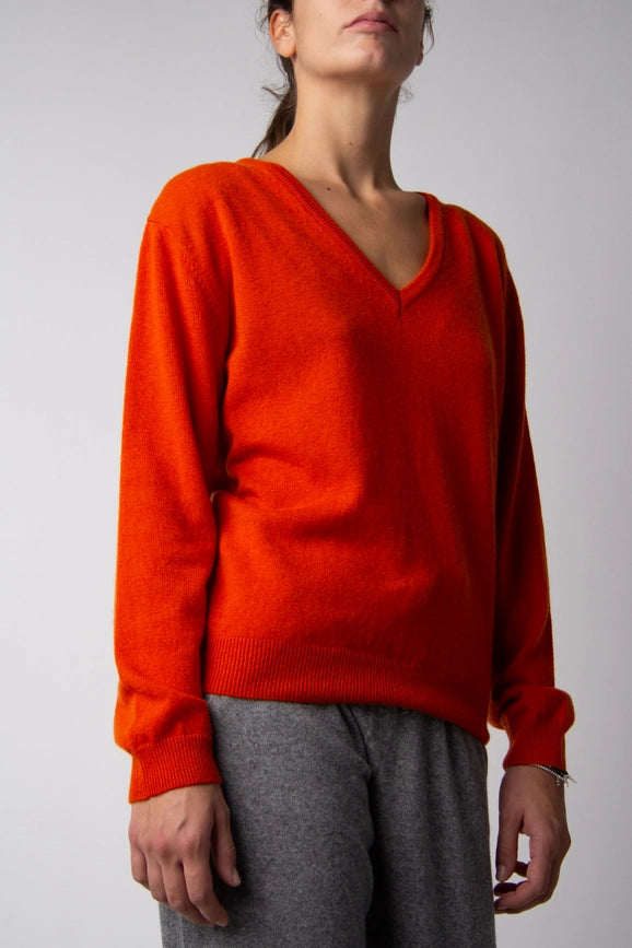V-Neck Cashmere Blend Sweater Arancia-Sweater-LÈMME-S-Urbanheer