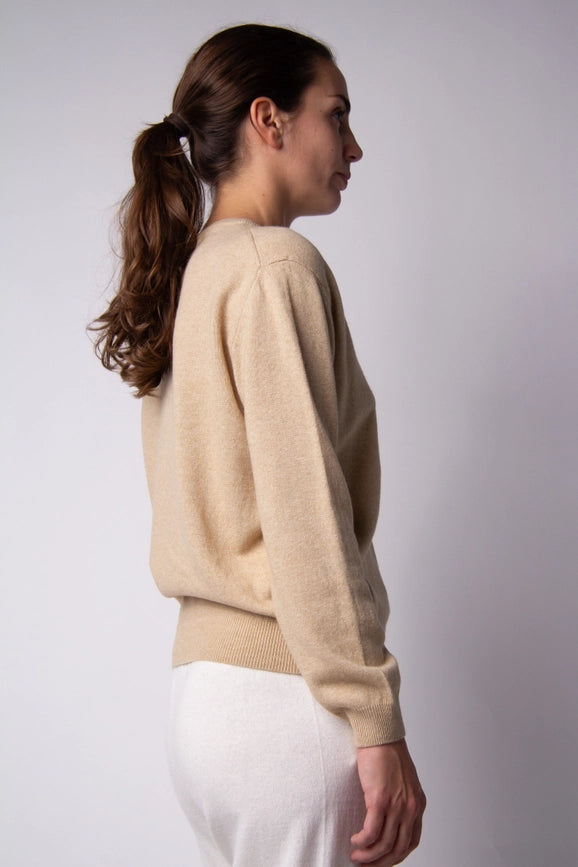 V-Neck Cashmere Blend Sweater Beige-Sweater-LÈMME-S-Urbanheer