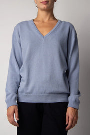 V-Neck Cashmere Blend Sweater Blu Dusty-Sweater-LÈMME-S-Urbanheer