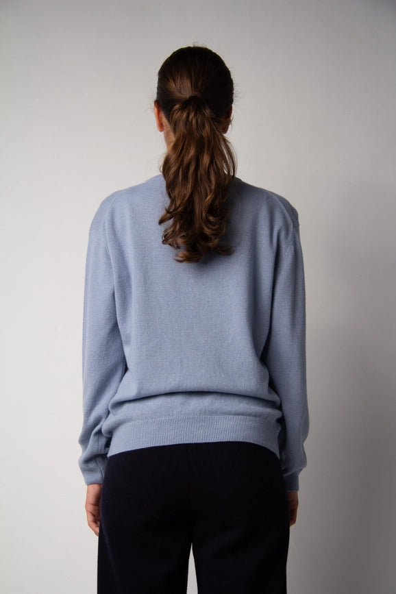 V-Neck Cashmere Blend Sweater Blu Dusty-Sweater-LÈMME-S-Urbanheer