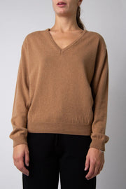 V-Neck Cashmere Blend Sweater Caramello-Sweater-LÈMME-S-Urbanheer