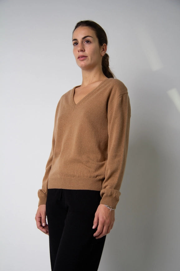 V-Neck Cashmere Blend Sweater Caramello-Sweater-LÈMME-S-Urbanheer