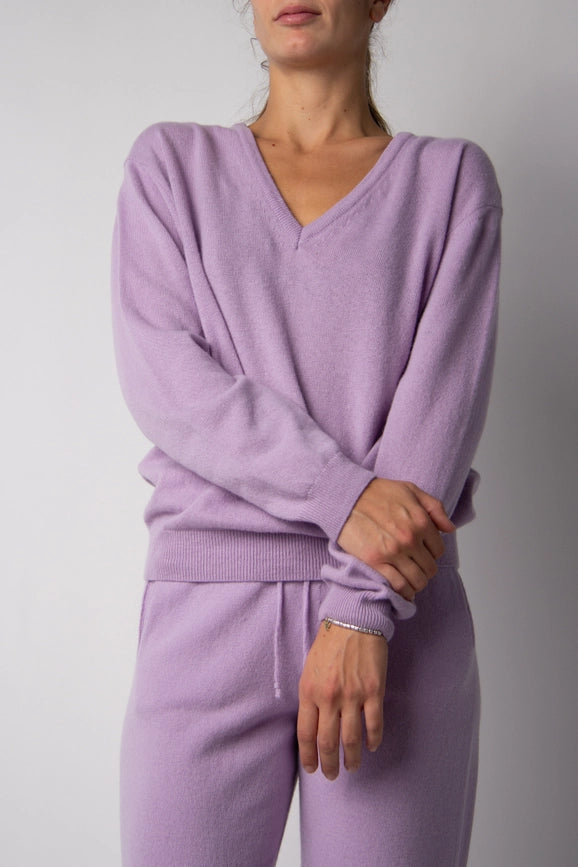 V-Neck Cashmere Blend Sweater Lavanda-Sweater-LÈMME-M-Urbanheer