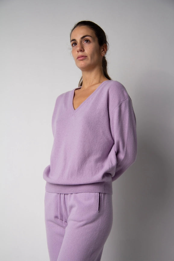 V-Neck Cashmere Blend Sweater Lavanda-Sweater-LÈMME-M-Urbanheer