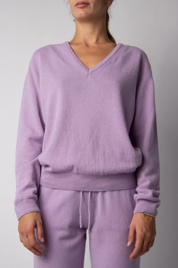V-Neck Cashmere Blend Sweater Lavanda-Sweater-LÈMME-M-Urbanheer