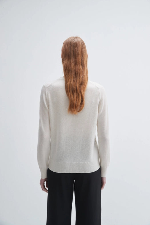 V-Neck Cashmere Sweater Ivory-Sweater-Pissenlit-S-Ivory-Urbanheer