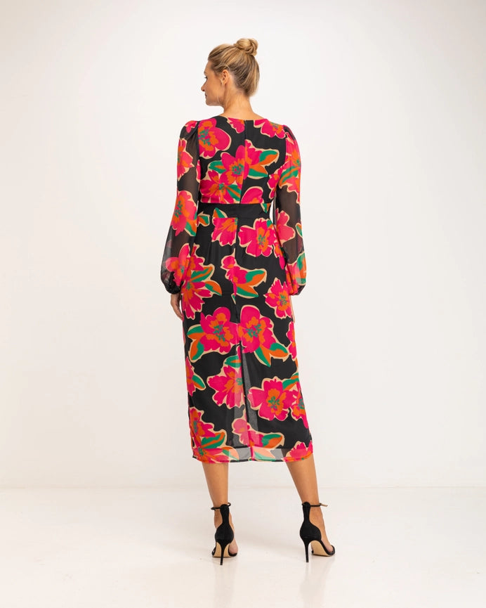 V-Neck Floral Print Midi Dress-Dress-Tantra-S-Urbanheer
