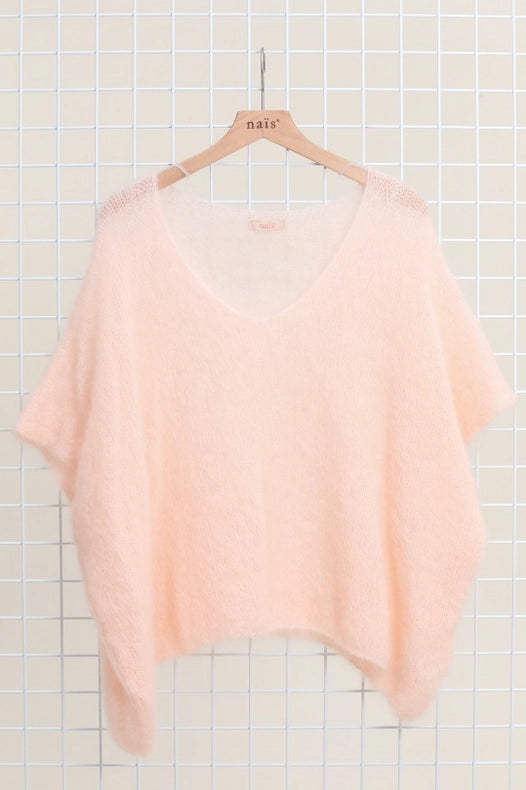 V-Neck Poncho Sweater-Sweater-NAÏS PARIS-One size-Navy-Urbanheer