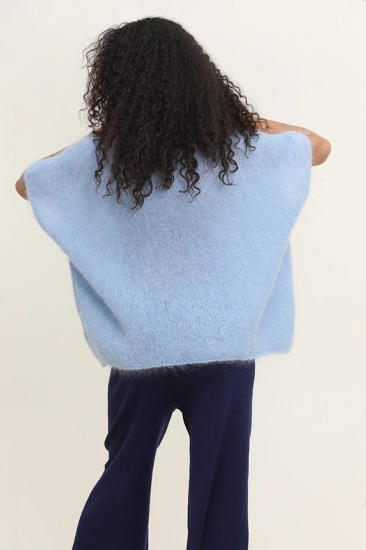 V-Neck Poncho Sweater-Sweater-NAÏS PARIS-One size-Navy-Urbanheer