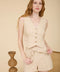V Neck Sleeveless Button Down Linen Vest Top
