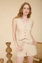 V Neck Sleeveless Button Down Linen Vest Top