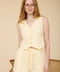 V Neck Sleeveless Button Down Linen Vest Top