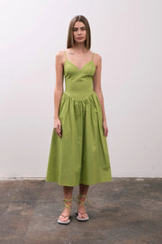 V-Neck Spaghetti Strap Midi Dress GREEN-Dress-Moon River-XS-GREEN-Urbanheer