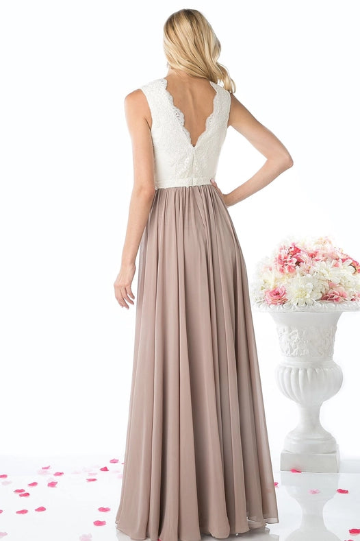 V-Neck with Two Colors Dress-Dress-Tux-USA®-XS-Ivory-Mint-Urbanheer