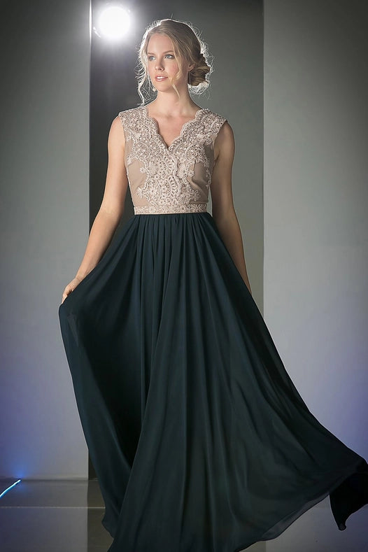 V-Neck with Two Colors Dress-Dress-Tux-USA®-XS-Mocha-Navy-Urbanheer