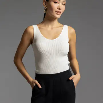 V Neckline Ribbed Tank - Tia Tank
