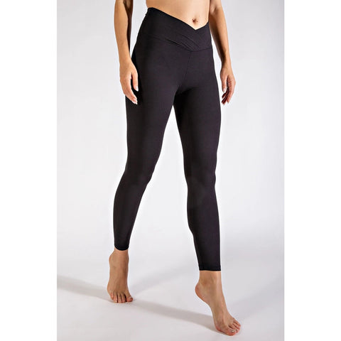 V Waist Full Length Leggings Black-Leggings-Rae Mode-S-Urbanheer