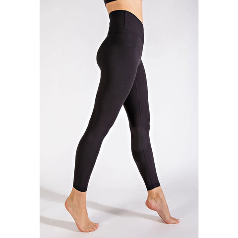 V Waist Full Length Leggings Black-Leggings-Rae Mode-S-Urbanheer