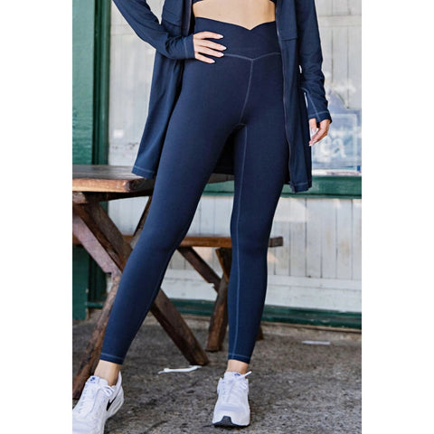 V Waist Full Length Leggings Nocturnal Navy-Leggings-Rae Mode-S-Urbanheer