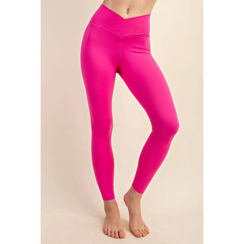 V Waist Full Length Leggings Sonic Pink-Leggings-Rae Mode-S-Urbanheer