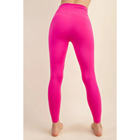 V Waist Full Length Leggings Sonic Pink-Leggings-Rae Mode-S-Urbanheer