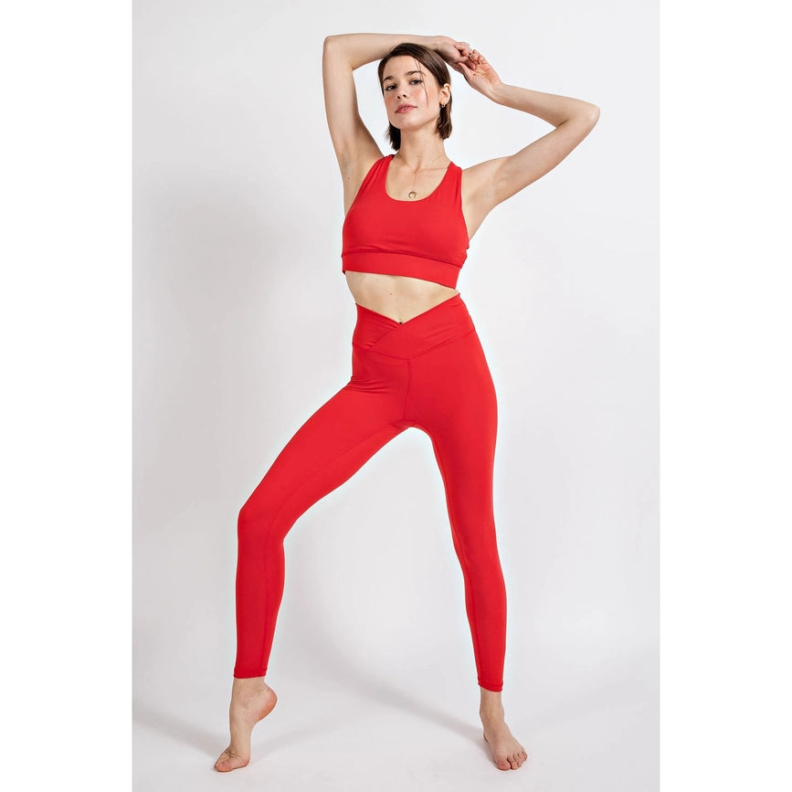 V Waist Full Length Leggings True Red-Leggings-Rae Mode-S-Urbanheer