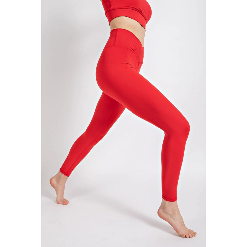 V Waist Full Length Leggings True Red-Leggings-Rae Mode-S-Urbanheer