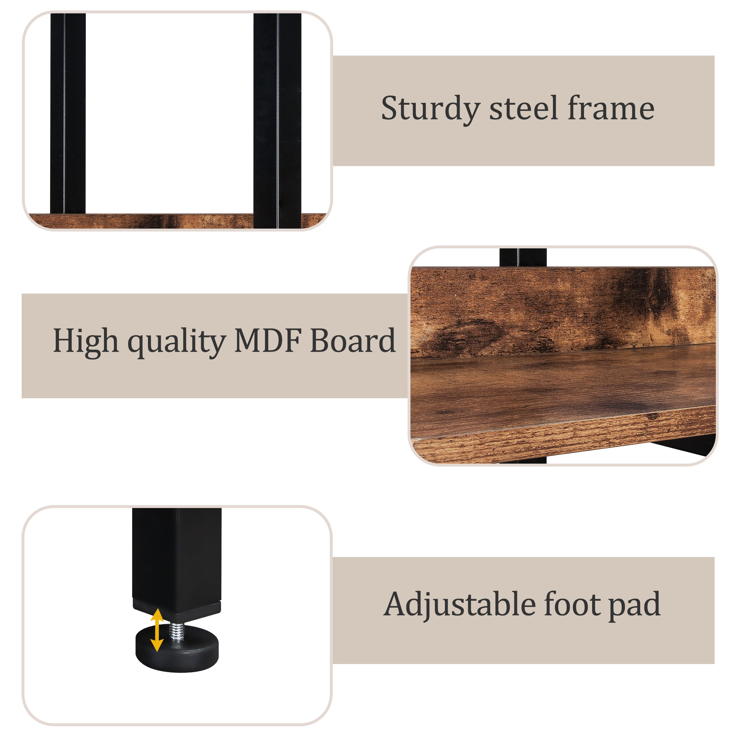 [VIDEO] 5 Tier Bookcase Home Office Open Bookshelf, Vintage Industrial Style Shelf with Metal Frame,-UH Decor-Default-Urbanheer