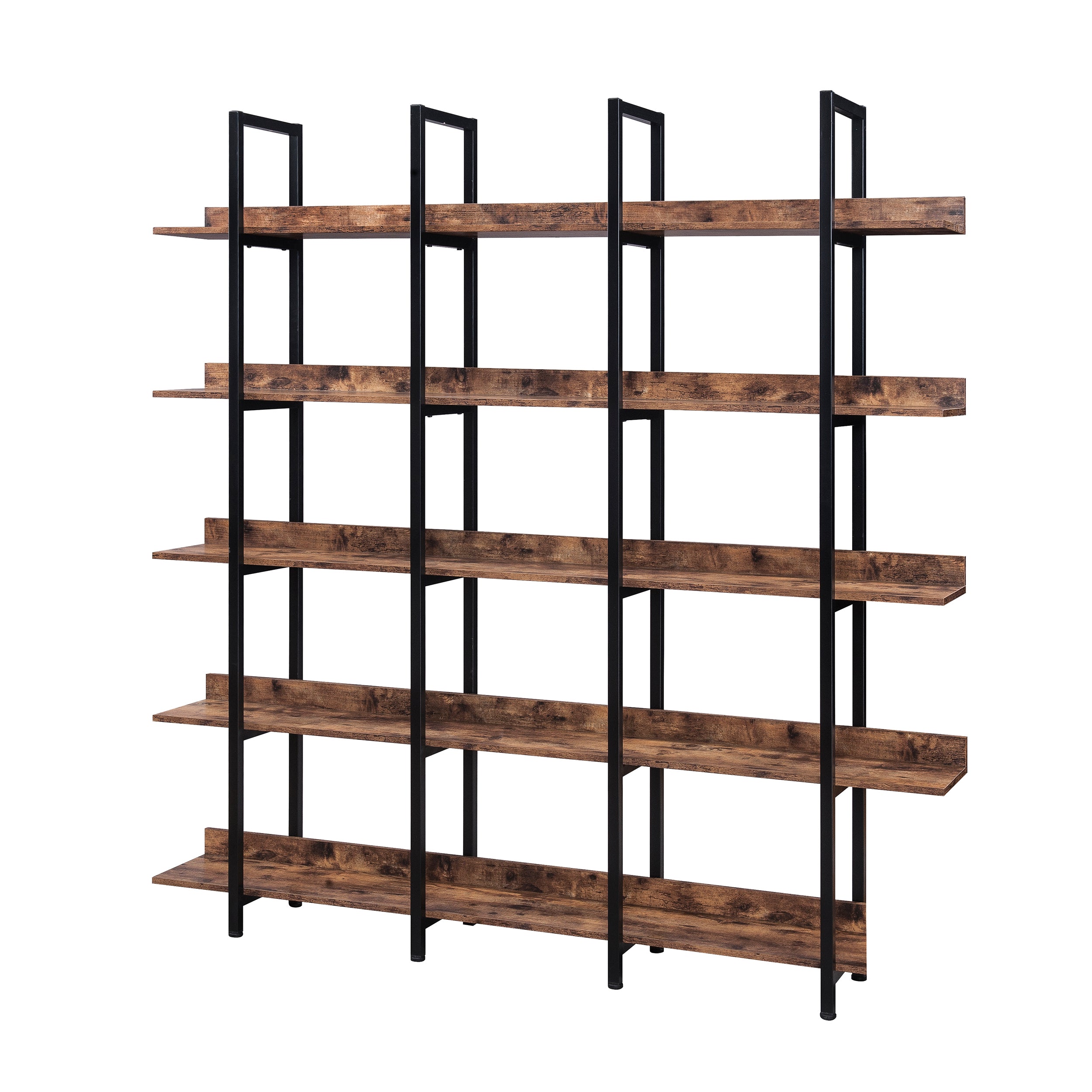 [VIDEO] 5 Tier Bookcase Home Office Open Bookshelf, Vintage Industrial Style Shelf with Metal Frame,-UH Decor-Default-Urbanheer
