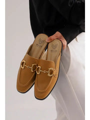 VIVIAN-08 Slip-On Loafers with Chain Accent Camel-Loafers-BEAST FASHION-A RUN-Camel-Urbanheer