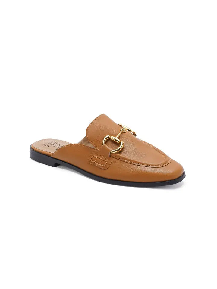 VIVIAN-08 Slip-On Loafers with Chain Accent Camel-Loafers-BEAST FASHION-A RUN-Camel-Urbanheer