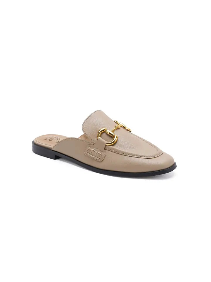 VIVIAN-08 Slip-On Loafers with Chain Accent Taupe-Loafers-BEAST FASHION-A RUN-Taupe-Urbanheer