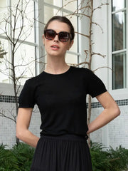 Valentina Silk and Cashmere Shirt Black-Shirt-Bel Cashmere S.C.-S-Urbanheer