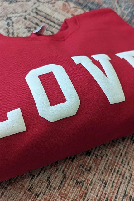 Valentines Day Crewneck Sweatshirt Love Sweater Puff Print Red-Sweatshirt-P E T I T R U E-Urbanheer