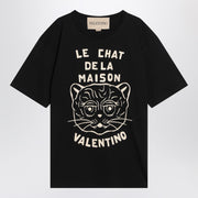 Valentino Black T-shirt with Le Chat de la Maison print