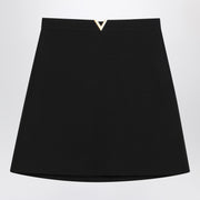 Valentino Black mini skirt with V Gold detail