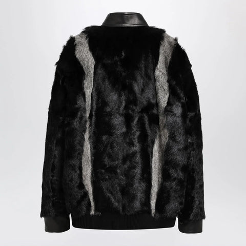 Valentino Black/Grey shearling and leather jacket