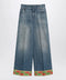 Valentino Blue washed jeans with jacquard bottoms