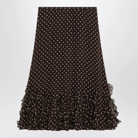 Valentino Brown silk skirt with Plusdepois motif