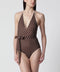 Valentino Brown swimsuit with Plusdepois motif