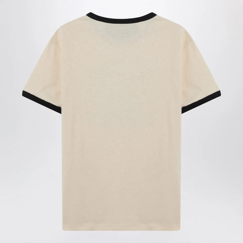 Valentino Butter-colored T-shirt with Panther print