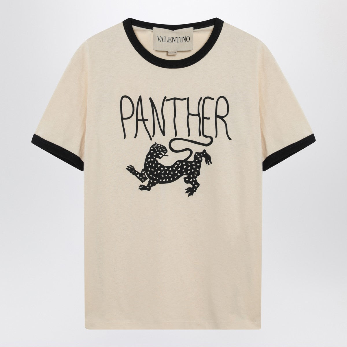 Valentino Butter-colored T-shirt with Panther print