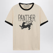 Valentino Butter-colored T-shirt with Panther print