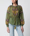 Valentino Embroidered lurex silk shirt green camou