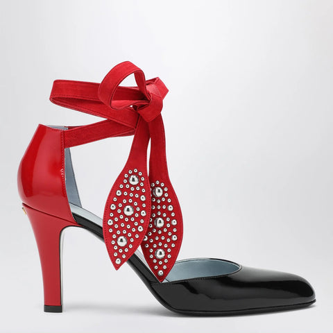 Valentino Garavani Black and red Foliefoliage décolleté