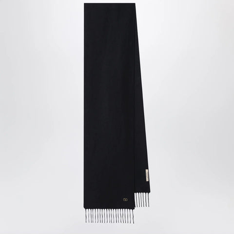 Valentino Garavani Black cashmere scarf with VLogo detail