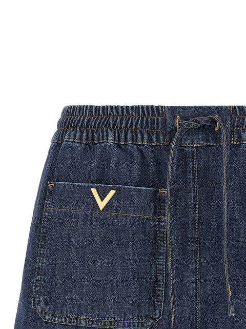 Valentino Garavani Chambray Denim Shorts